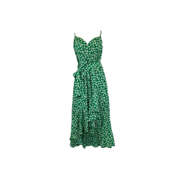ELIZA J Floral Faux Wrap High/Low Midi Dress Green White Women's Size 18 - Picture 15 of 15